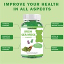Moss de mar Gummies con vitamina para vegano &amp; adulto 1800mg Sea Moss + 1100mg Bladderwrack + 300mg Burdock, Immune & Detox Soporte para adultos y niños - 60 Pcs