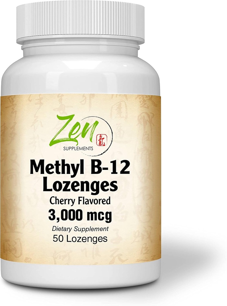 Metil Vitamina B-12 Suplemento - con Vitaminas B6, Folate, Biotin - Apoyo a la Salud Cardiovascular, Sistema de Inmunes Saludables, Función Cerebro &amp; Nerve - 50 Lozenges