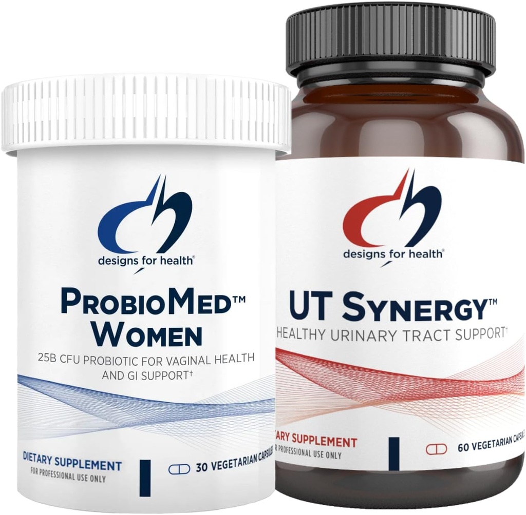 Diseños para salud Vaginal Probiotic & UT Support Bundle - ProbioMed Women Probiotic (30 cápsulas) para Gut Health & Vaginal pH, UT Synergy (60 cápsulas) Urinary Tract Support with Hibiscus & D-Mannose