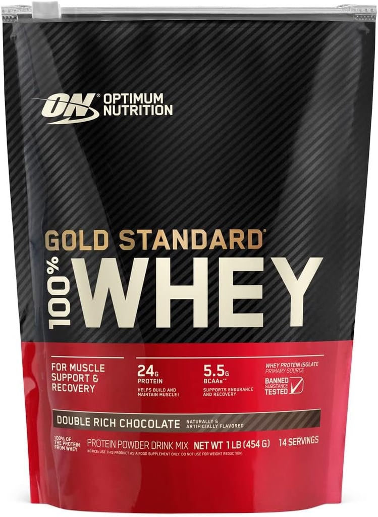 Optimum Nutrition Gold Standard 100% Whey Protein Powder, Double Rich Chocolate (1 lb).