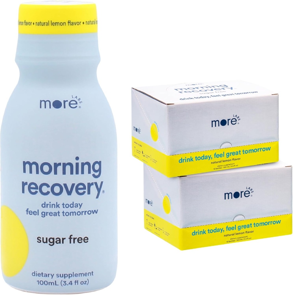 Morning Recovery Electrolyte, Milk Thistle Drink Proprietary Formulation to Hydrate While Drinking, Highly Soluble Liquid DHM, Non GMO, Vegan, Gluten-Free, Sugar-Free Lemon, Pack of 24