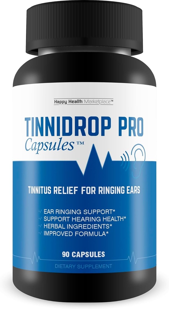 Tinnidrop Pro Capsules - Nuestro Mejor Alivio de Tinnitus para Anillos - Tinnitus Ayuda - Tratamiento de Tinnitus Natural - Vitaminas de salud del oído para Tinnitus -Tinnidrop Tinnitus Alivio Fumigación Suplemento cápsulas