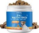Perro Multivitamínico Agrietado con Glucosamina,15-en-1 Perro Suplementos Multivitamínicos,Multivitamina para Perros,Health Soporte - Piel de perros, Carne, Corazón, para perros de todas las edades y razas,120 Soft Chews Duck Flavor