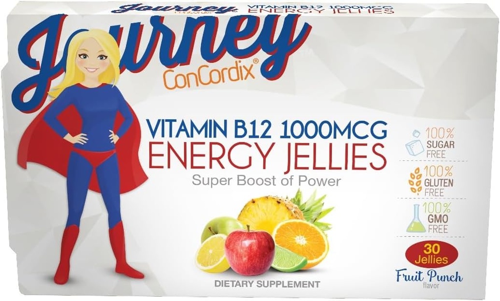 Bariatric Eating Journey 1000 mcg Vitamina B12 Energía libre de azúcar Jellies Fruit Punch (30 conteo)