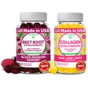 Lunakai Beet Root and Collagen Gummies Bundle 200mg Hidrolyzed Collagen Gummies for Women and Men with Biotin, Zinc, Vitamin C and E - Non-GMO Anti Aging