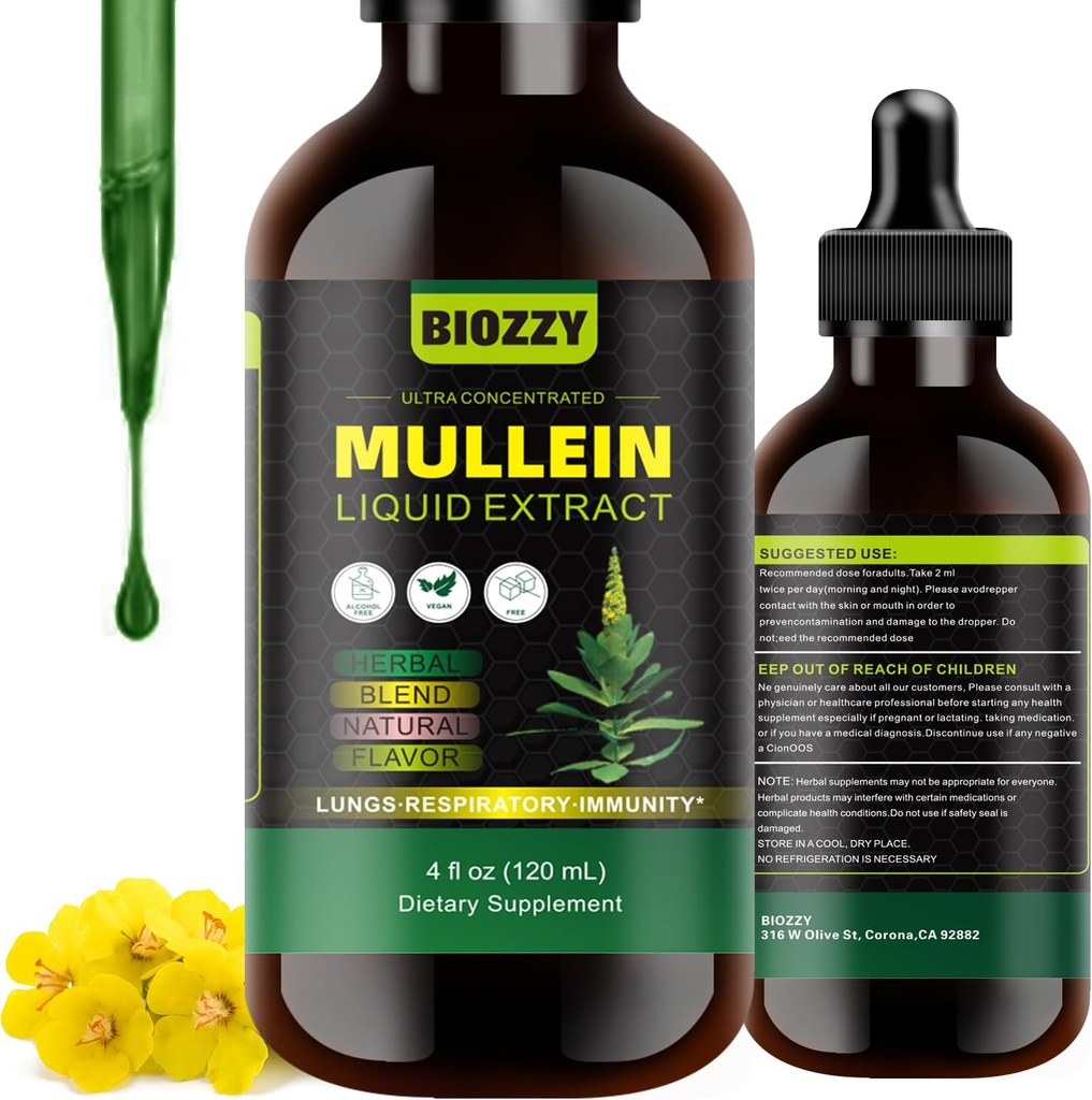 Generic Mullein Drops for Lungs  Mullein Leaf Extract for Respiratory and Lungs Support ← Mullein Extract Supplement Liquid