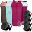 GOMOYO Fitness Bundle - 4-Pack Shaker Bottles with Agitator + 5-Pack Protein Funnels with Carabiner, BPA-Free & Dishwasher Safe