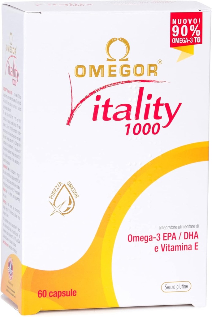 OMEGOR Omega 3 Fish Oil Suplemento IFOS Certified Vitality 1000 con 800 mg EPA y DHA por cápsula - No Fishy Aftertaste, Non-GMO (60 Softgels)