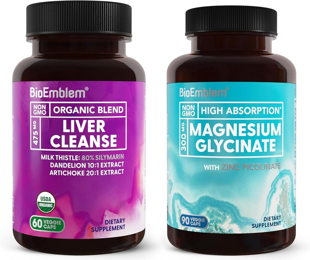 BioEmblem Magnesium Glycinate with Zinc + BioEmblem USDA Organic Liver Cleanse