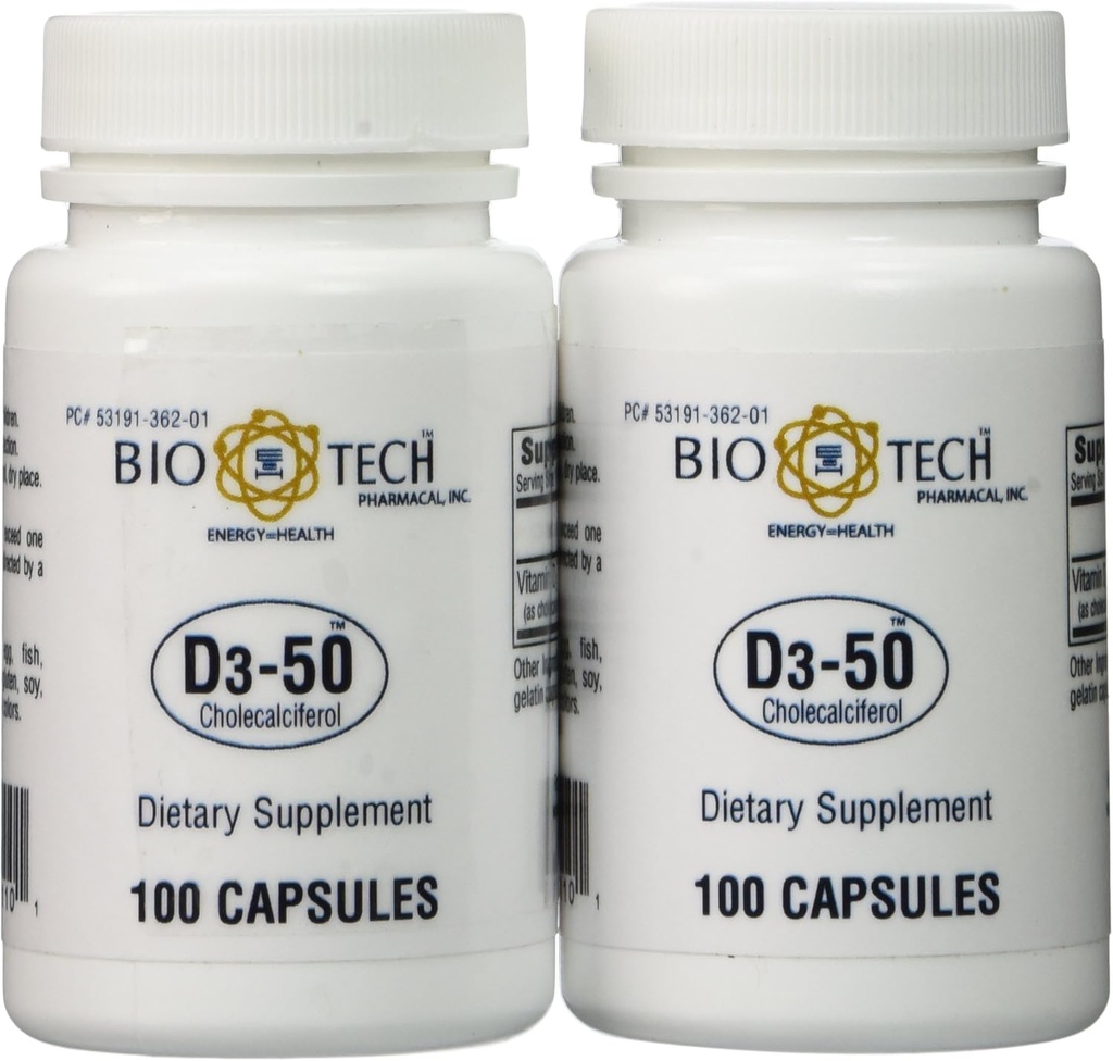 Bio-Tech - D3-50 50.000 UI, 100 Cuentas (Pack of 2)