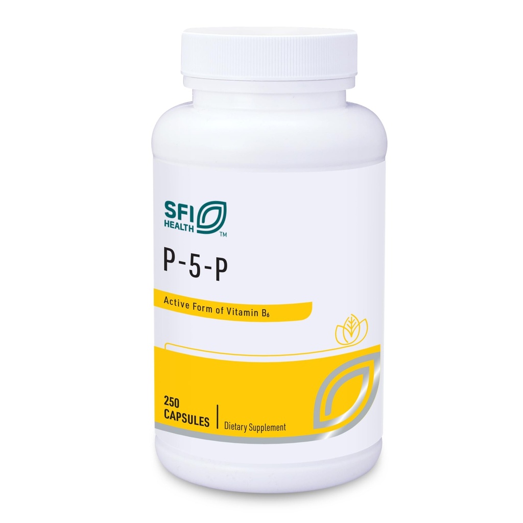 Klaire Labs SFI Health P-5-P - 30 Milligrams of Bioactive Vitamin B6 Pyridoxal-5-Phosphate for Metabolic " Liver Support, Hypoallergenic (250 cápsulas)