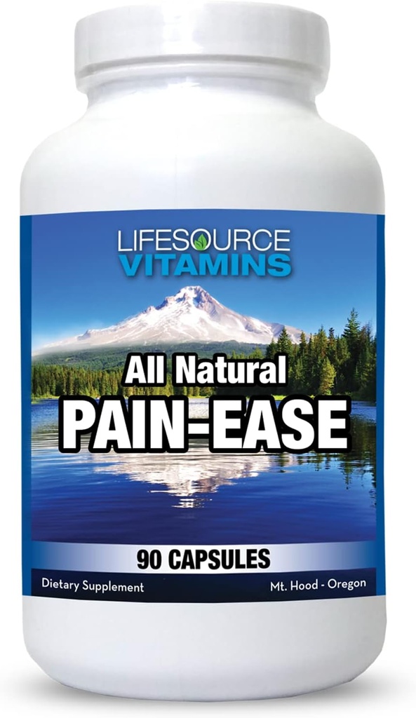 LifeSource Vitamins All Natural Pain Ease – 20 hierbas y enzimas sinérgicas que naturalmente &amp; con seguridad: dolores de cabeza &amp; migrañas - rodillas – hombros – articulaciones – dolor de pierna – tensión