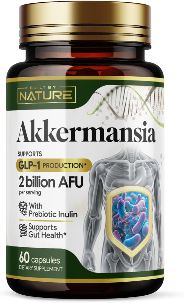 Fabricado por Nature Akkermansia Muciniphila Probiotic Supplement – 2 Billion AFU - Supports GLP-1, Immune & Digestive Gut Health - 60 Delayed Release Capsules