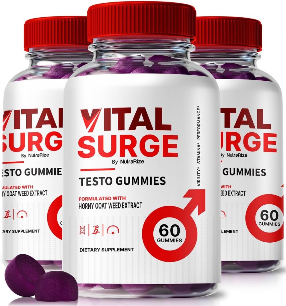 (3 Pack) Vital Surge Testo Gummies – Premium VitalSurge Gummies for Men with Clean Ingredients to Fuel Drive, Confidence and Daily Performance, Easy-to-Chew Tasty Vital Surge ME Gomitas (180 Gummies)