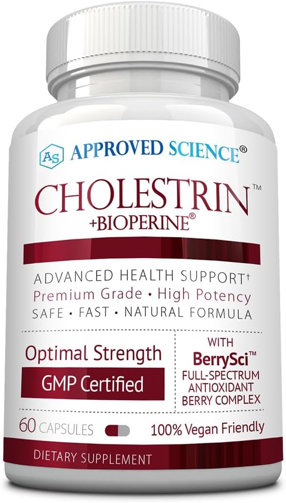 Approved Science Cholestrin - Lipid Level Support - Antioxidants, Lecithin, Berberine HCL, Berries, BioPerine - 60 Capsules - Made in USA