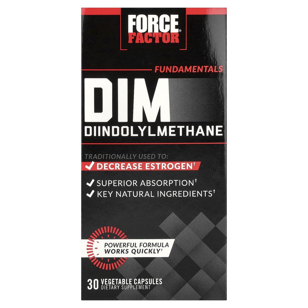 Force Factor DIM, Diindolylmethane Capsules to Decrease Estrogen in Men and Women, Promotes Healthy Hormonal Balance, with BioPerine for Superior Absorption, Works Fast, 300mg, 30 Capsules