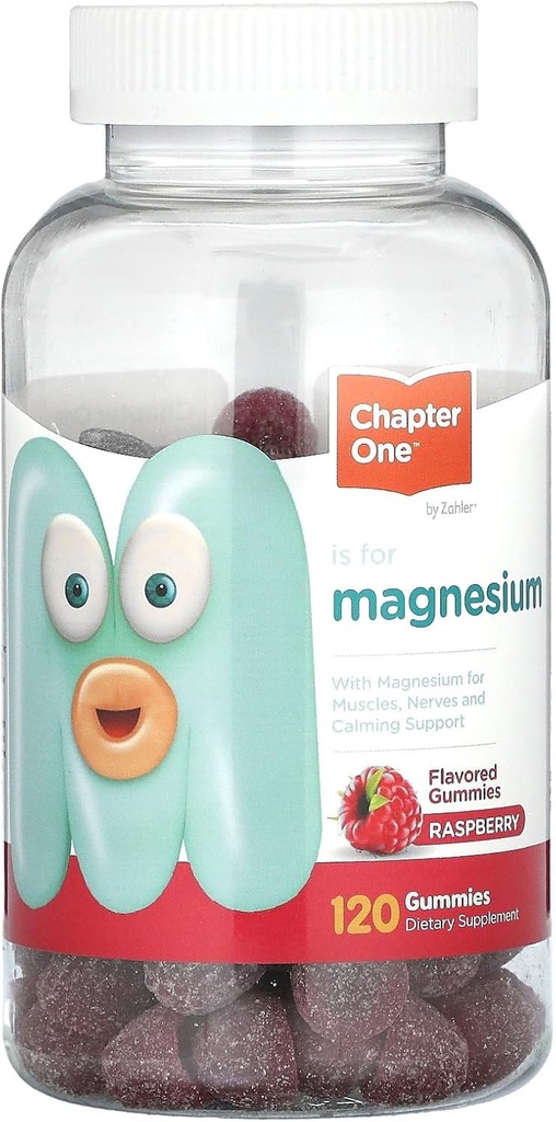 Capítulo One Magnesium Gummies for Kids &amp; Adults - Natural Calm Gummies - Calm Magnesium Citrate - Bone and Muscle Function Supplements for Kids &amp; Adults - Mood Support, Kosher Raspberry Flavor (120)