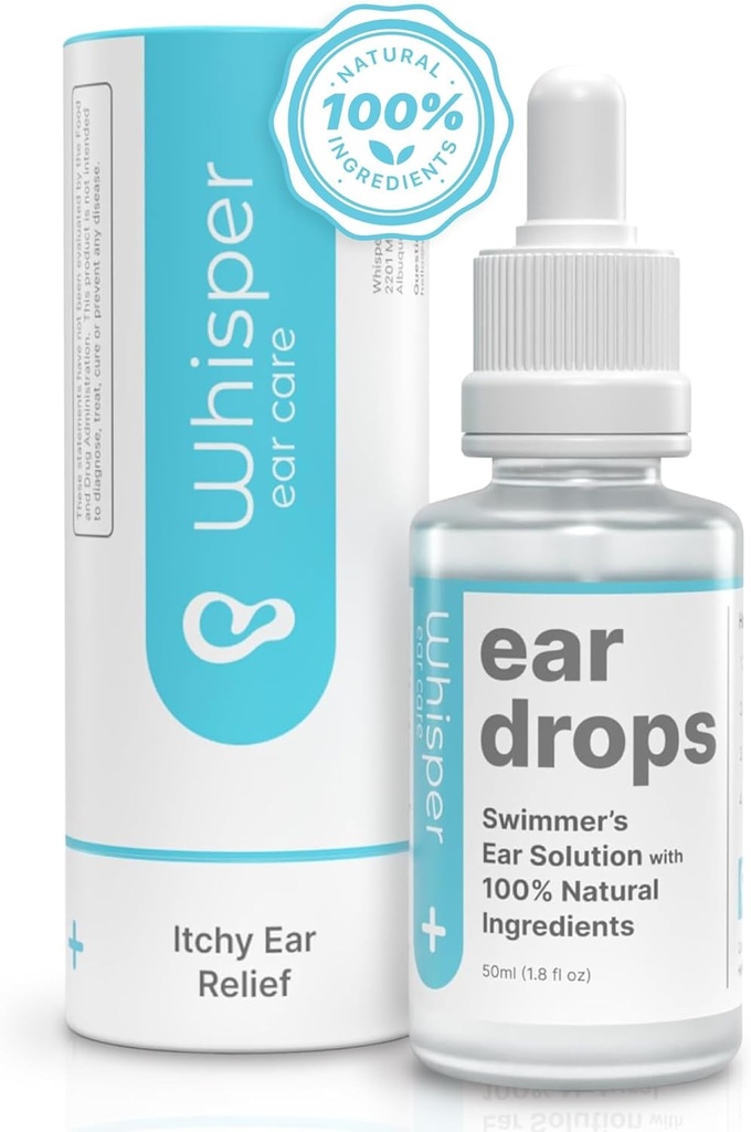 Whisper Ear Drops TENIDO 2oz TENIDO EE.UU. TENIENDO TODOS LOS Swimmers Naturales Ear Drops for Adults with Itchy Ears TENIDOS Swimmer's Ear with Acetic Acid Ear Drops