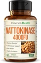 Suplemento de Nattokinase - Suplementos de salud cardíaca con Nattokinase 4000 FU - Max Strength Circulation Suplementos - Enzimas sistémicos para la circulación saludable " Smooth Flow. No GMO Vegan. 60 cápsulas