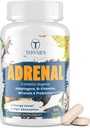 Adrenal Support Adaptogens Herbs Supplements - Cortisol Supplement with Rhodiola Rosea, Ashwagandha, Holy Basil and Eleuthero-Mood and Energy Support for Women & Men-Non-GMO, 60 Vegan Tablets
