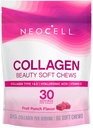 NeoCell Collagen Beauty Soft Chews with Vitamin C and Hyaluronic Acid, For Hair, Skin and Nail Health, Fruit Punch, Soft Chews, 60 Count, 1 Bag