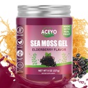 (8 OZ) Sea Moss Gel Organic Raw Elderberry Flavored Irish Seamoss Men Women Natural Vegan 102 Vitaminas y Minerales Wild Harvested Non-GMO Immune Defense Booster Lung Thyroid Digestive Support