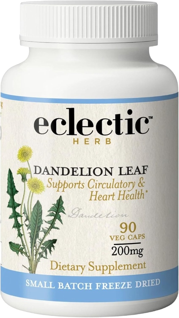 Eclectic Institute Raw Freeze-Dried Dandelion Leaf ← Suplemento Orgánico para apoyar la limpieza " Función Digestiva TEN 90 CT (200 mg)
