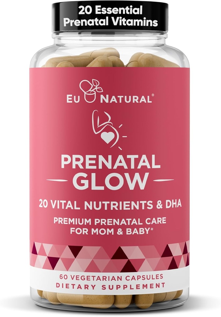 Vitaminas prenatales para las mujeres – 20 en-1 Nutrientes vitales para el embarazo saludable y el desarrollo fetal – ácido fólico " DHA vegano para el crecimiento del bebé " Un embarazo cómodo: 60 cápsulas de ruido