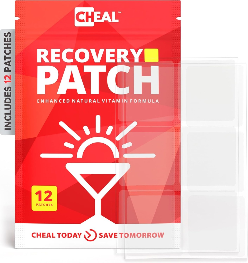 Patches de recuperación de fiestas - 12 Pack - Bounce Back After a Night Out. B Complejo Formula for Better Mornings - 100% Natural. Transparent &amp; Waterproof - Parte esencial - Uso antes de beber
