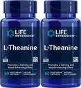 Extensión de vida L-Theanine, 60 cápsulas vegetarianas (Pack of 2) - Aminoácidos derivados del té - Gluten-Free, Non-GMO