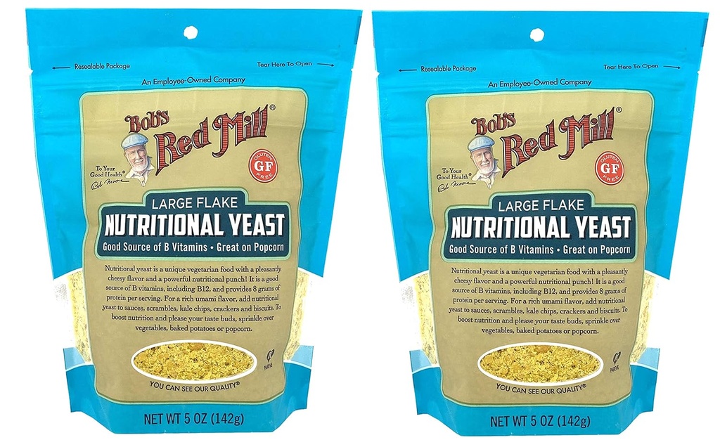 Levadura de leche roja de Bob Gran Flake Nutricional Levadura 5 onzas (Pack of 2) Vegan Parm Cheese Reemplazo