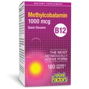 Factores naturales, Vitamina B12 Methylcobalamin 1.000 mcg, ofrece la forma más activa metabólicamente de B12, Tablas de disolver rápido