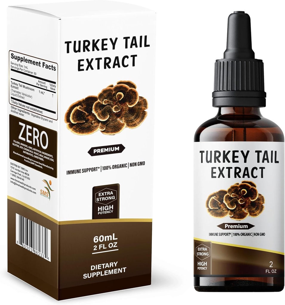 Turquía Tail Mushroom (Trametes versicolor) Drops ← Alcohol-Free Tincture Silencio Herbal Suplemento Silencio Vegan  2 fl oz Liquid Extract