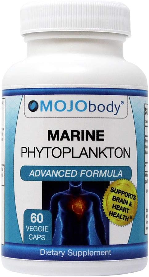 Freeze Dried Marine Phytoplankton, soporta Brain & Heart Health, Powerful Superfood, Nutrient Dense con BioPerine para alta absorción 60 cápsulas