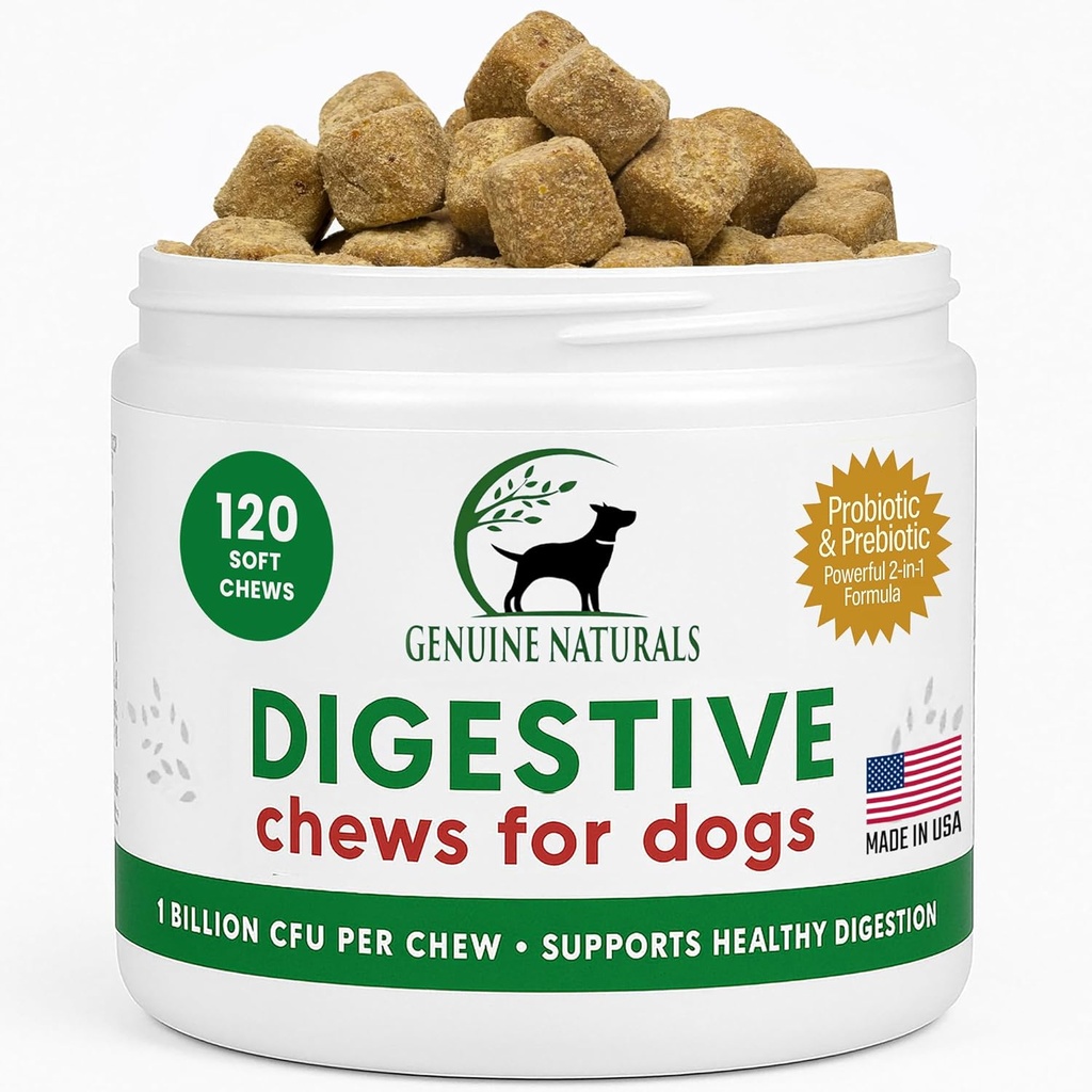 Suplemento Digestivo para Perros - Probióticos Recomendados Chew por FurParents - Mejora la Salud Digestiva y Gut, Ayuda con Diarrea, Upset Stomach, Bad Breath &amp; Constipation, 120 Condes