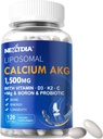 Liposomal Calcio AKG Suplemento 1500mg con Vitamina D3 & K2 Softgels para Hombres Alta AbsorciónCalcium Suplementos con Magnesium Glycinate, Boron, Probióticos & Vitamina C para el Hueso - 120 Píldoras