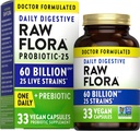 Verdad de la naturaleza Flora cruda Probiótico con prebióticos Silencio 60 Billion CFU Silencio Digestivo diario capsules veganos Silencio Gluten Suplemento gratis para hombres y mujeres