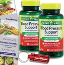 Elección Bundle Spring Valley Blood Pressure Support Vegetarian Capsules 60 Ct 2 pk (120 Total) + Guía de vitaminas Container (4 Artículos)!