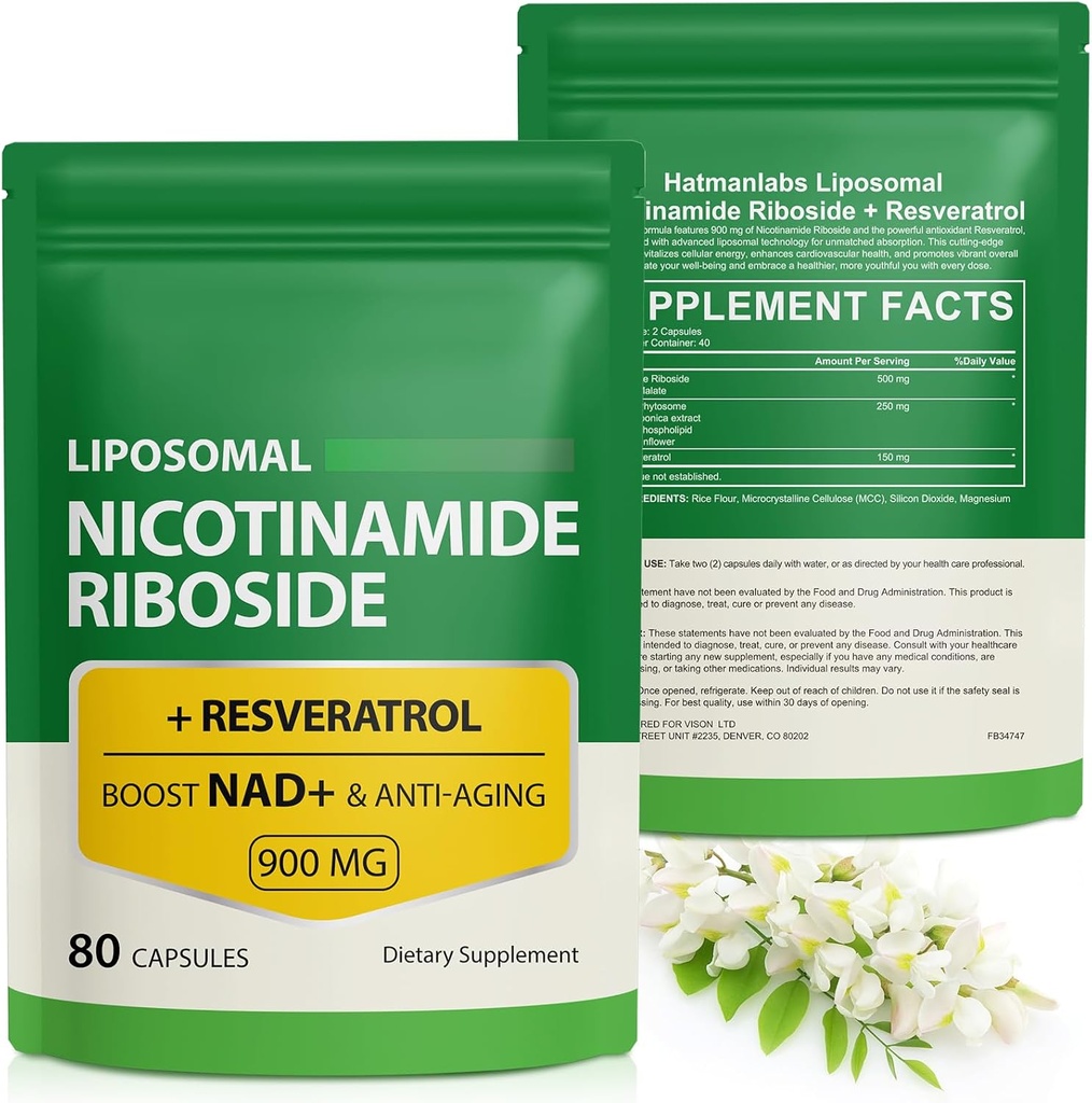 NAD Supplement with Nicotinamide Riboside - Resveratrol,Liposomal Nicotinamide Riboside,Quercetin - High Purity NAD Supplement for Anti-Aging, Focus, Energy 160 Capsules (2 Bag)