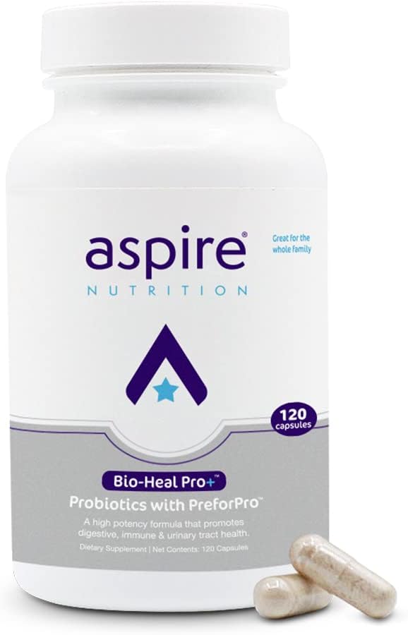 Aspire Nutrition Bio-Heal Pro+ 6-en-1 Probiotic Capsules Suplemento – Daily Probiotic Formula for Women, Men, and Kids - 30 Day Supply