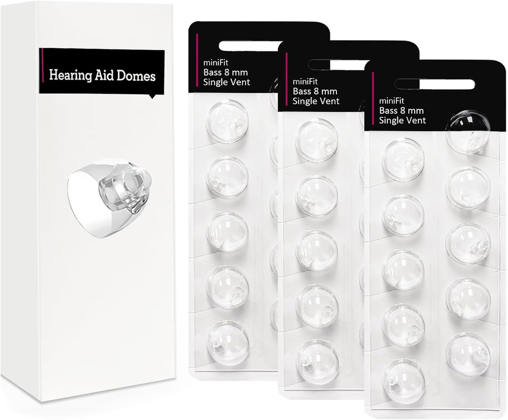 Single Vent 8mm-Hearing Aid Domes for Oticon Minifit, Oticon Hearing Aid Supplies, Replacements Parts Accesorios Universal Oticon Domes for Hearing Aids Cleaning Kits (30 Pcs)