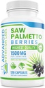 Saw Palmetto Berries & Extract - 1500 mg Saw Palmetto Suplemento para Mujeres Hombres - DHT Blocker for Hair Growth, Prostate Support &amp; Urinary Health - 120 Vegan Capsules