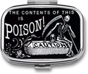 Metal 2 Organizador de píldoras de baño Viajes Friendly Caja compacta portátil Cute Case to Hold Vitamins/Tylenol/Fish Oil/Supplements/Meds/Tablet (Poison Caution), 1.97 x 0.79 x 0.39 Inch