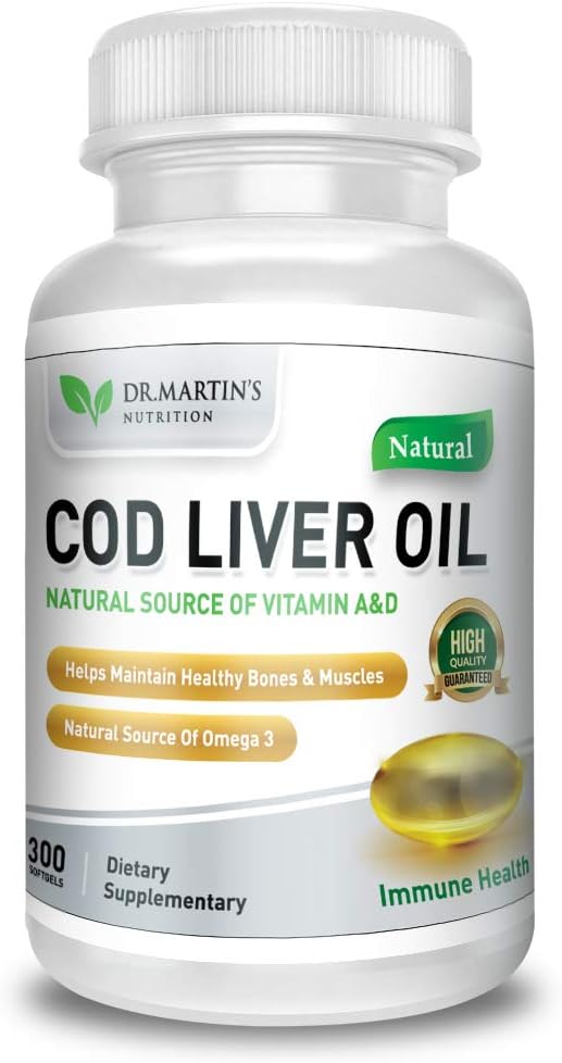 COD Liver Oil TENER 300 Softgels ANTE Fuente natural de Omega 3 ácidos grasos TENIDO Triple fuerza ANTERIOR Best Immune Health, Healthy Bones &amp; Muscle Suplemento dietético TENIDO