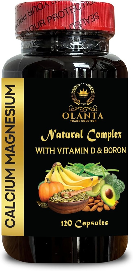 Complejo de magnesio de calcio - Vitaminas de Apoyo Inmunitario, Suplementos de Calcio para Mujeres Más de 50, Suplemento de Constructor de Huesos, Minerales para Soporte de Huesos, Gratuito Gluten, No GMO - 1 Botella 120 Capsules