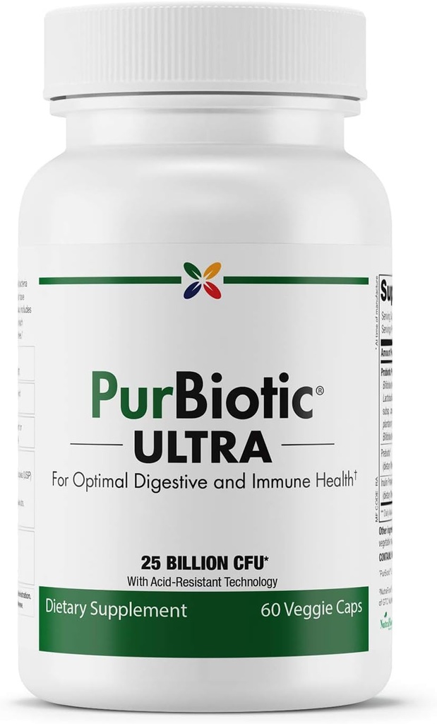 Stop Aging Now - PurBiotic® ULTRA 25 BILLION CFU (PRUWPT) - Para la salud óptima digestiva e inmunitaria - 60 cápsulas vegetales