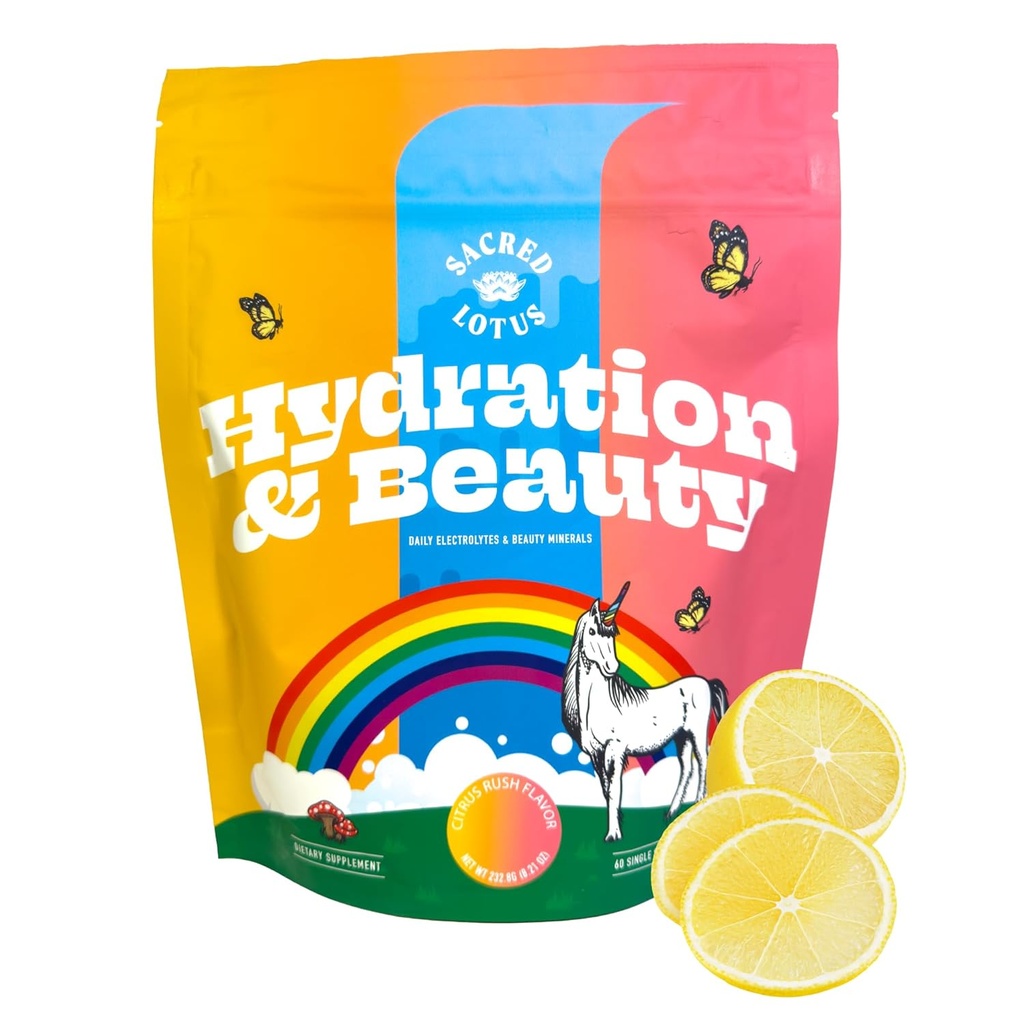 SunLife Organics Hydration & Beauty Powder - Citrus Rush - Electrolyte Drink Mix ← Vitaminas y Minerales diarios - Magnesium, Vitamina C, y Niacin ← Non-GMO ← 60 Servings