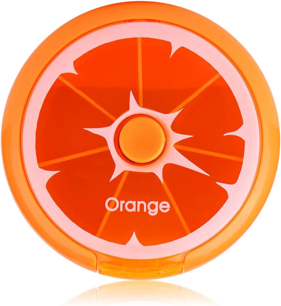 Creative Portable Mini 7 días Forma circular semanal Rotary Cute Fruit Style Pill Storage Box (Orange)
