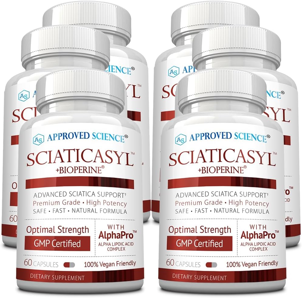 Ciencia Aprobada Sciaticasyl - Optimal Sciatic Nerve Support - B Vitaminas, Magnesio, Ácido Alfa-Lipoico, BioPerine - Vegan - 360 cápsulas