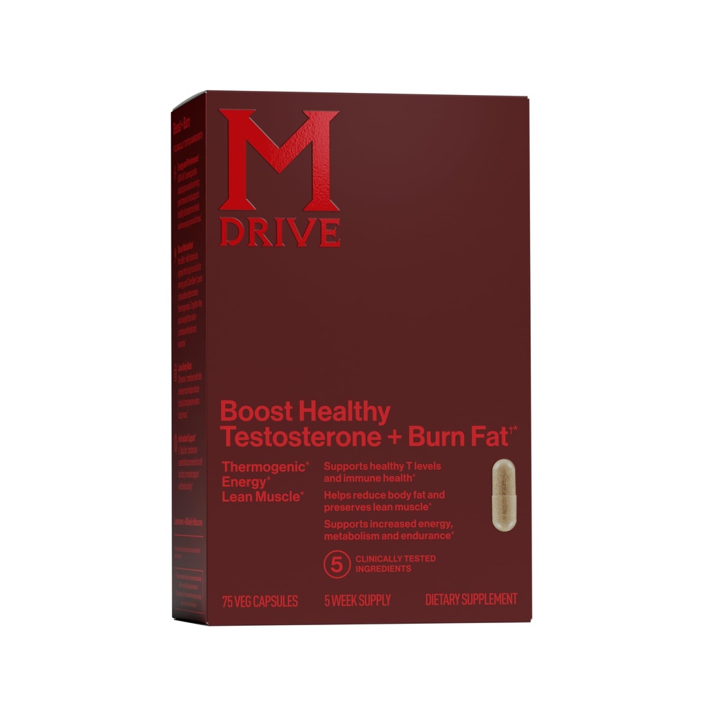 Mdrive Boost and Burn Testosterone Support Supplement and Fat Burner with Zinc, KSM-66 Ashwagandha, 75 Capsules